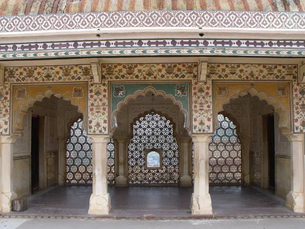 Amber Fort Jaipur Rajasthan Ινδία Αυγούστου 2011 Λάκκοι Και Διακόσμηση — Φωτογραφία Αρχείου