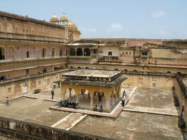 Fort Amber Jaipur Rajasthan Inde Août 2011 Personnes Dans Une — Photo