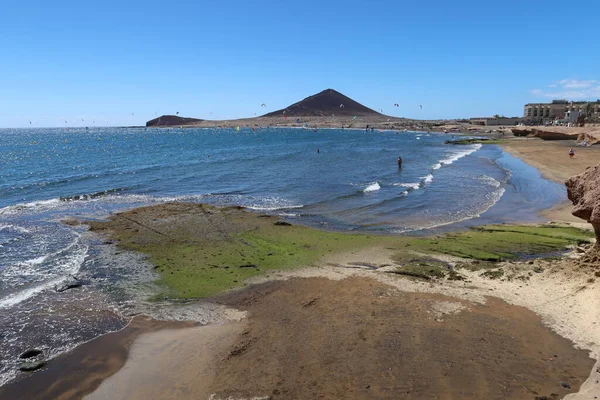 Medano Tenerife Espagne Mars 2022 Plage Sable Volcanique Medano Avec — Photo