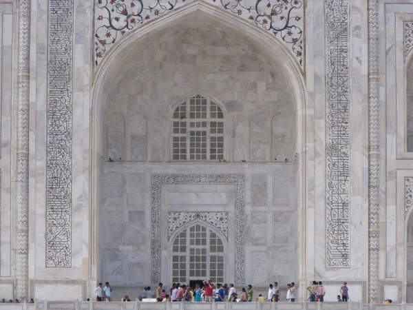 Taj Mahal Agra India 2011 Augusztus Fehér Márvány Mauzóleum Egyik — Stock Fotó