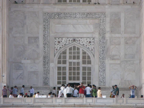 Taj Mahal Agra Hindistan Ağustos 2011 Dört Minare Büyük Kubbeli — Stok fotoğraf