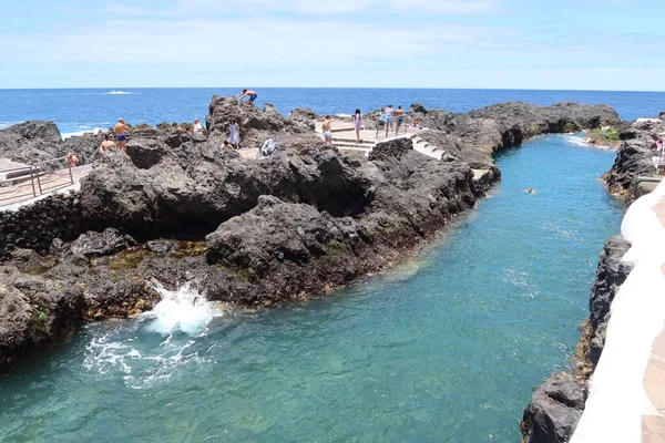 Garachico Tenerife Canary Islands Spain July 2022 Tourists Enjoying Sunny — Stockfoto