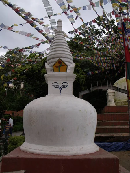 Kathmandu Nepal August 2011 Vertical View Vertical View Stupa Eyes — Foto Stock