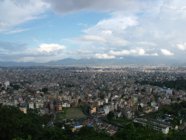 Kathmandu Nepal August 2011 View City Himalayas Swayambhunath Temple Monkey — Foto de Stock