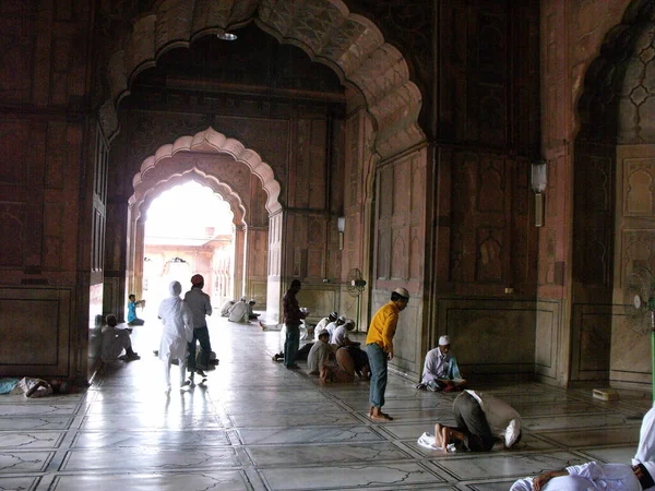 Jama Masjid Moskee New Delhi India Augustus 2011 Veel Aanbidders — Stockfoto