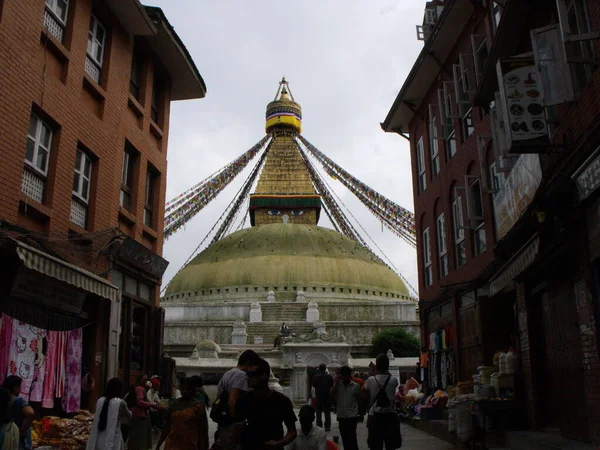Kathmandu Nepal August 2011 Access Road Boudhanath Stupa Kathmandu Nepal — Foto de Stock