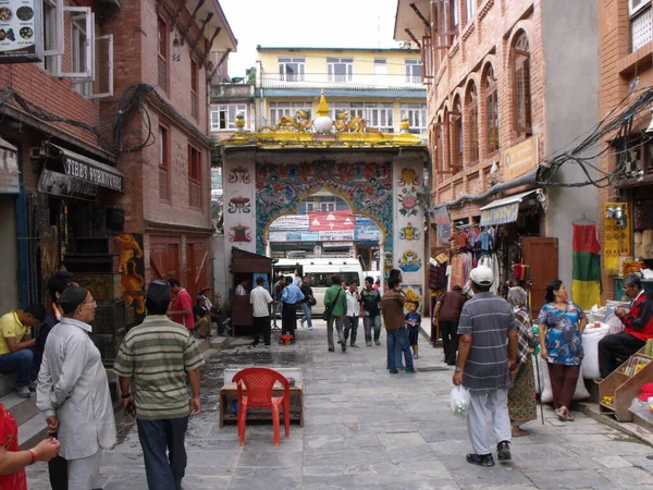 Kathmandu Nepal August 2011 Entrance Gate Boudhanath Stupa Kathmandu Nepal — Zdjęcie stockowe