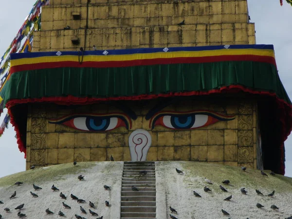Kathmandu Nepal August 2011 Sacred Eyes Buddha Boudhanath Stupa Kathmandu — Stock fotografie