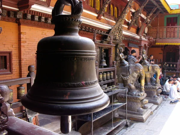 Patan Kathmandu Nepal August 2011 Bell Hiranya Varna Mahavihar Golden — Stock Photo, Image