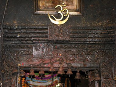 Durbar Square, Patan, Kathmandu, Nepal, August 20, 2011: Carved wooden decoration inside a temple in Durbar Square, Patan, Kathmandu, Nepal