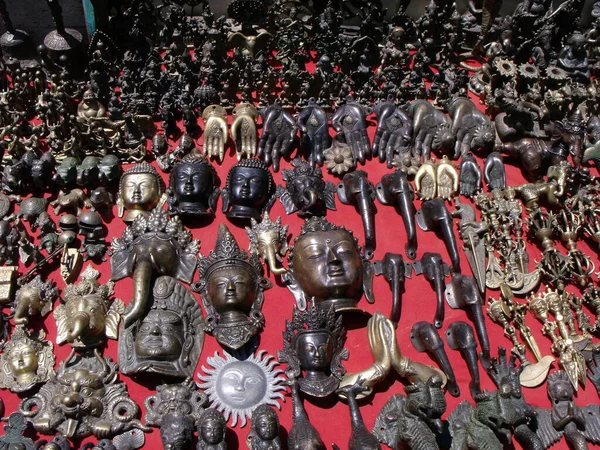 Durbar Square, Patan, Kathmandu, Nepal, August 20, 2011: Crowd metal sculptures in Durbar Square, Patan, Kathmandu, Nepal