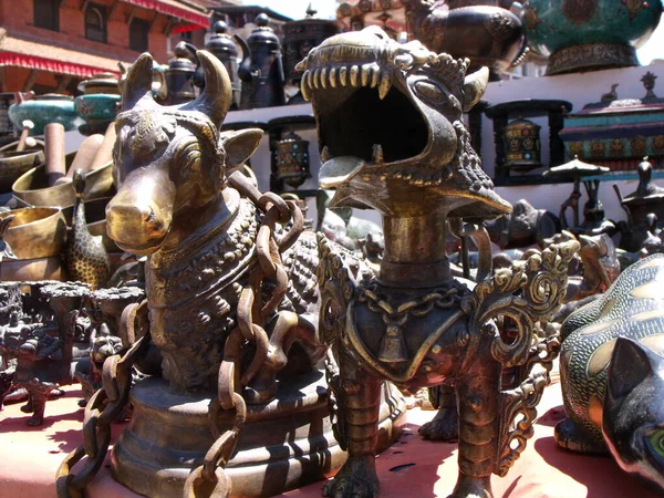 Durbar Square Patan Kathmandu Nepal August 2011 Metal Animals Durbar — Stockfoto