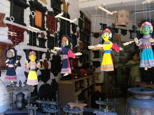 Durbar Square Patan Kathmandu Nepal August 2011 Puppets Hanging Store —  Fotos de Stock