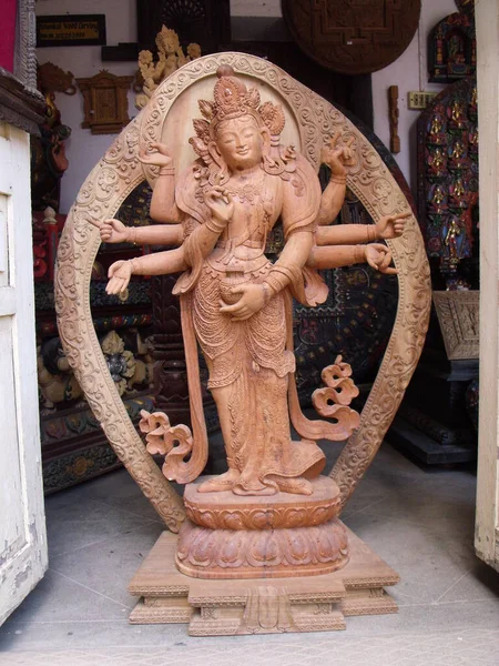 Durbar Square Patan Kathmandu Nepal August 2011 Carved Wooden Sculpture — Stockfoto