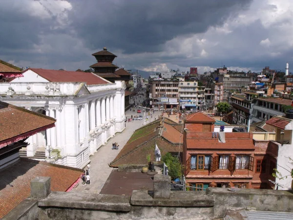 Kathmandu, Nepal, August 20, 2011: Old buildings in a square in Kathmandu. Nepal