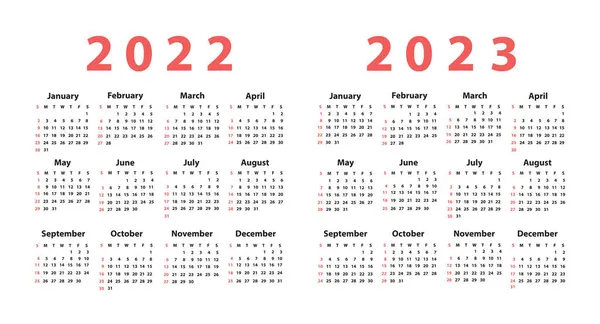 Kalender 2022 Vanaf Zondag Vector — Stockvector