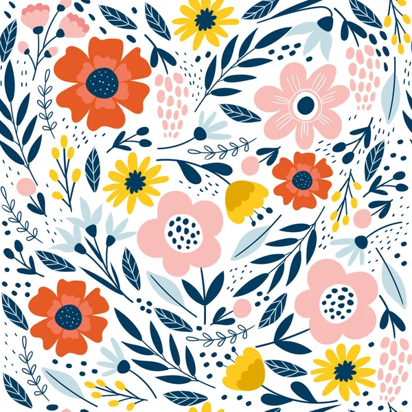花とシームレスなパターン 生地プリント用のデザイン ベクターイラスト — ストックベクタ