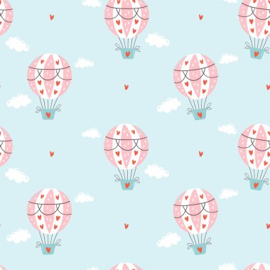 Sevgililer Günü için kusursuz bir desen. Beyaz arka planda kalp ve diğer elementler var. Sevgililer günü, düğün ve aşk konsepti. Vektör illüstrasyonları