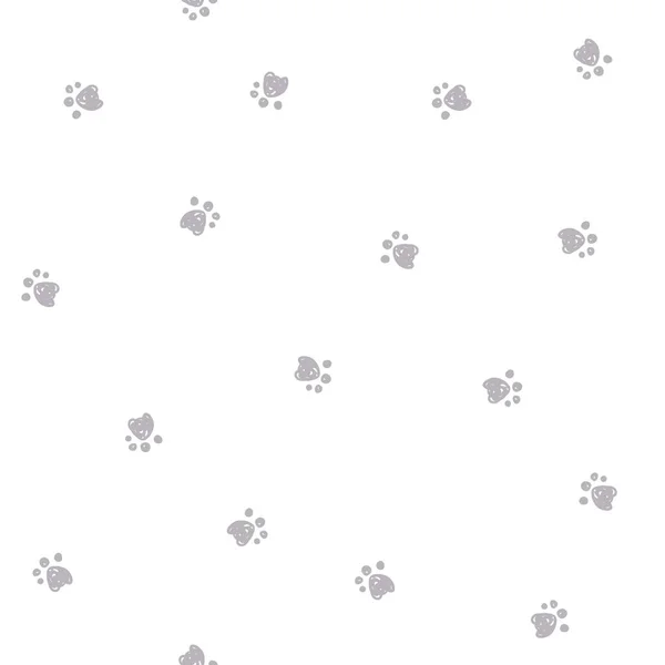 Cat Pfote Print Vektor Nahtloses Muster Haustier Tritt Auf Die Stockvektor