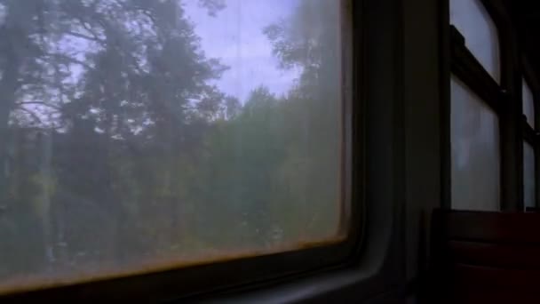 Подорожі всередині старого пасажирського поїзда — стокове відео