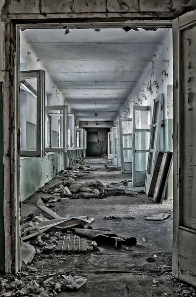 Corridor of Semenivka psychiatric hospital in Sloviansk