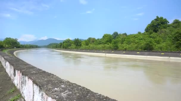 Water Ganges River Made Roadside Flowing Its Own Flow Rishikesh — стокове відео