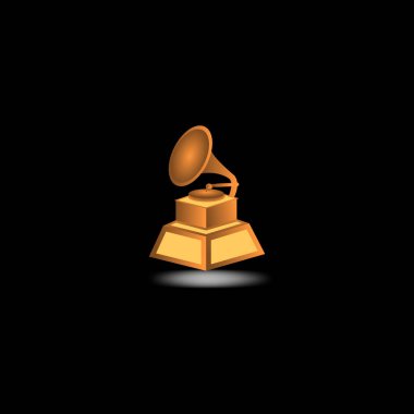 Altın renk şeması ve siyah arkaplanı olan Grammy ödüllü vektör simgesi.