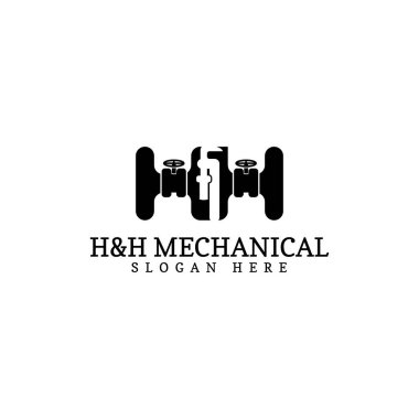HH letter logo vector gate valve pipe wrench. Suitable for the construction, plumbing, mechanical and engineering industries.
