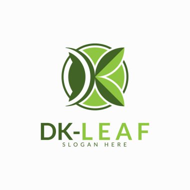 K harfi veya DK Yaprak logo vektörü. Eczane, kaplıca, estetik, doğa vs. için elverişli.