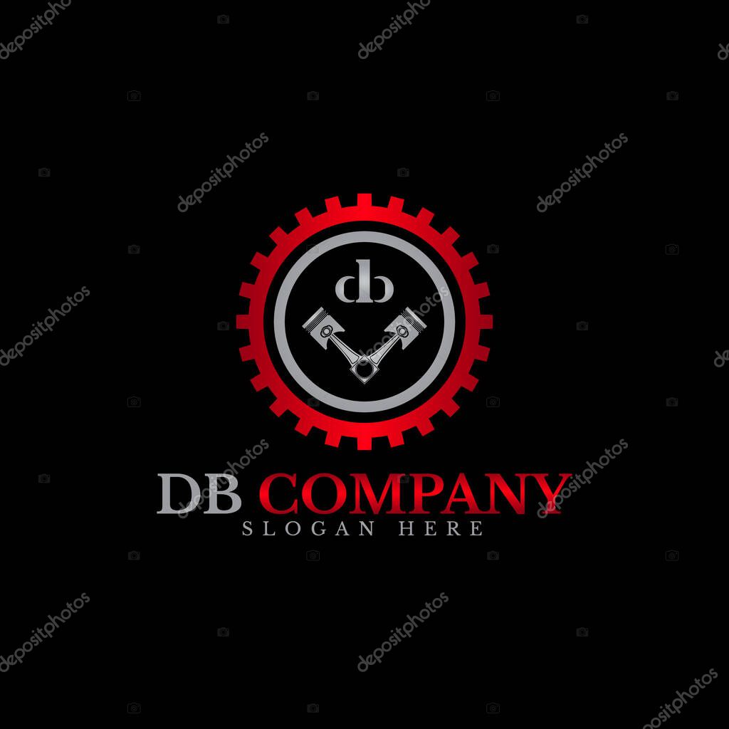DB Logo Template with gears, rings and pistons, Perfect to use for automotive.