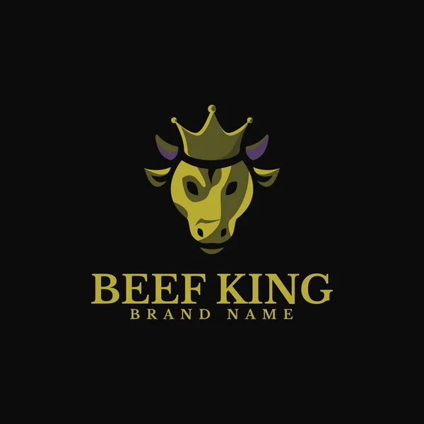 Cow King Logo Vector Suitable Restaurant Farm Cow Related — стоковый вектор