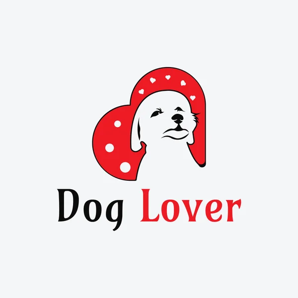 Amor Cão Logotipo Vetor Adequado Para Amantes Dos Animais Comunidade — Vetor de Stock