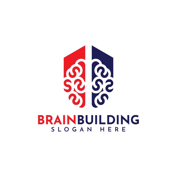 Brain Building Logó Vektor Alkalmas Építési Ingatlan Jelzálog Egészségügyi Orvosi — Stock Vector