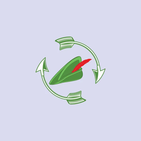 Chapeau Robin Des Bois Modèle Logo Avec Des Flèches Circulaires — Image vectorielle