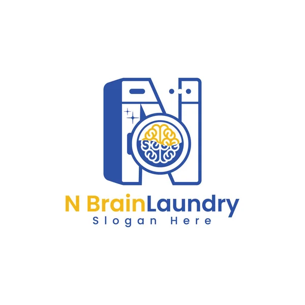 Brain Laundry Logo Vector Letter Suitable Cleaning Services Health Medical — Stockvektor