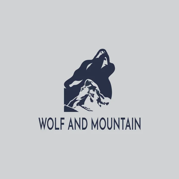 Howling Wolf Head Logo Template Vector Matterhorn Mountain — Vetor de Stock