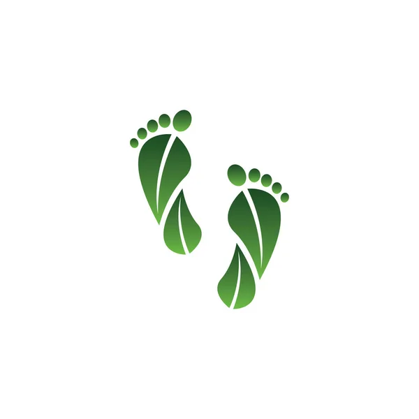 Vector Footprints Shape Leaf Green Gradient Color Scheme Isolated White — Stock Vector