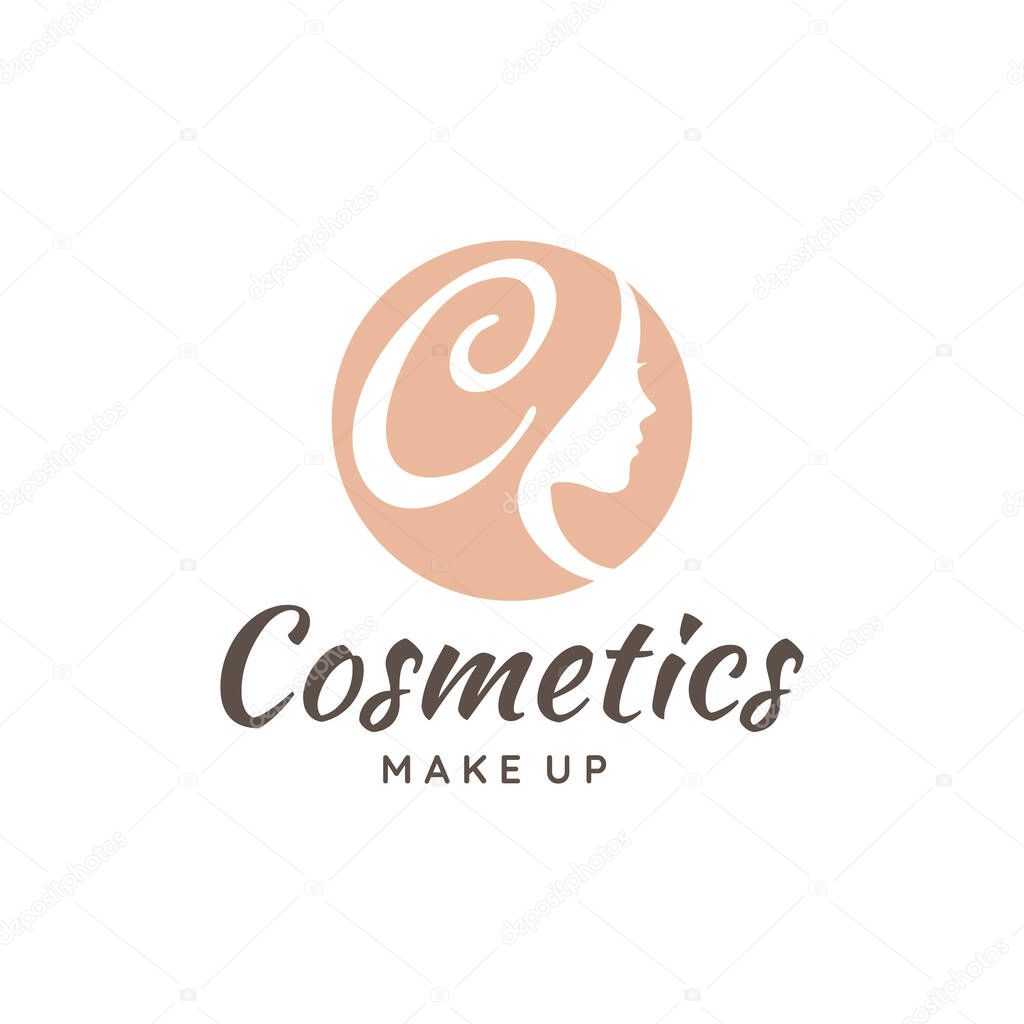 Letter C logo vector with woman's face, Suitable for cosmetic, beauty and fashion business