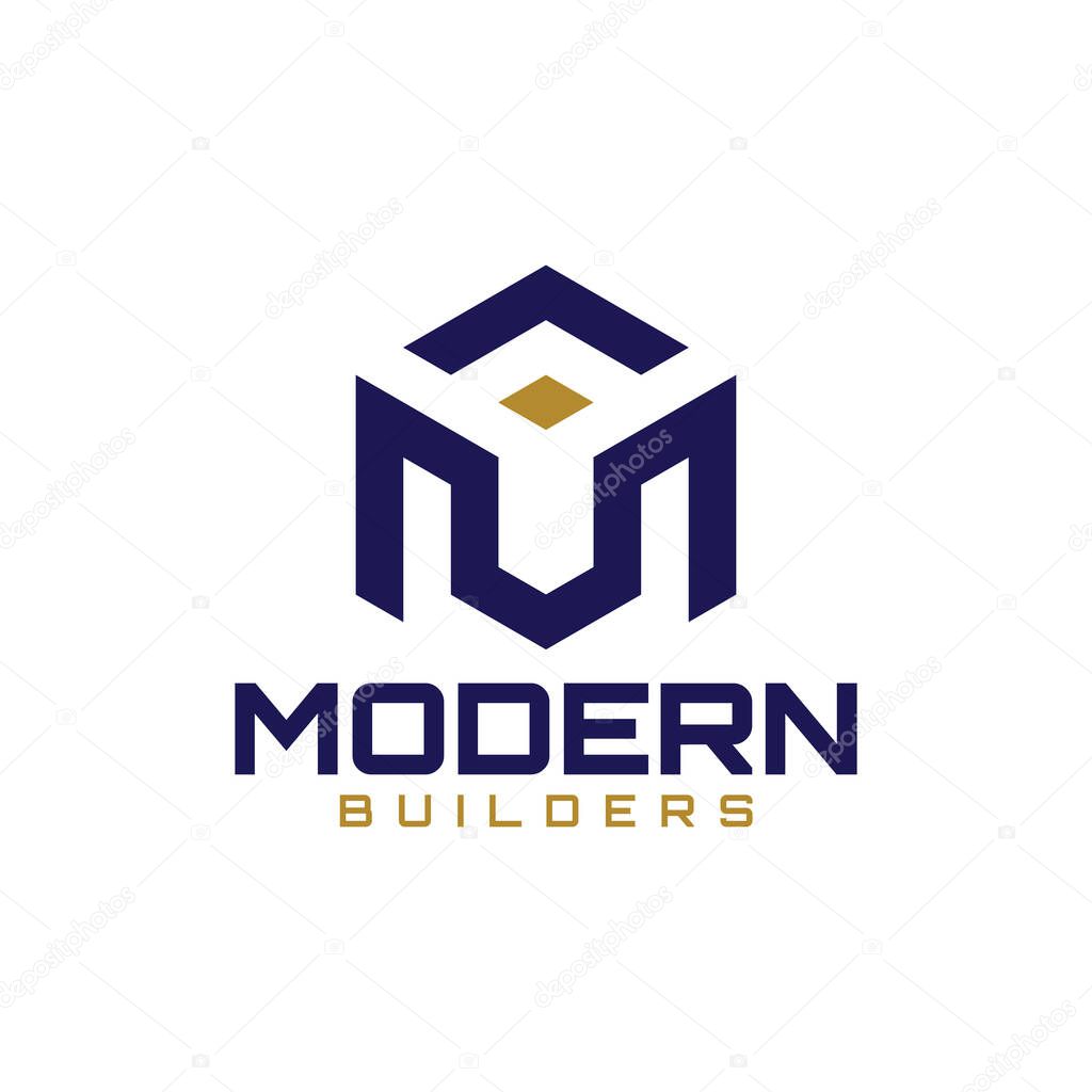 Building M letter logo vector, Suitable for architecture, construction, Real Estate and Mortgage.