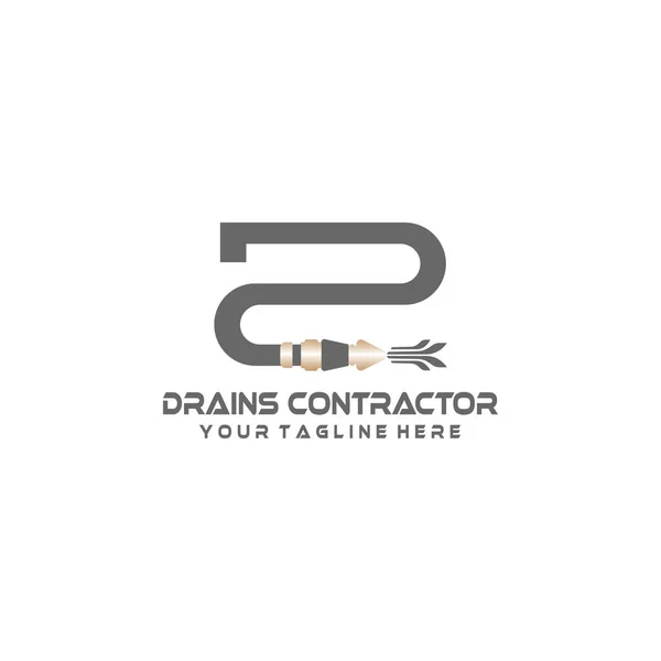 Oder Logo Vektor Mit Wasserrohrschlauch Perfekt Für Bau Sanitär Oder — Stockvektor
