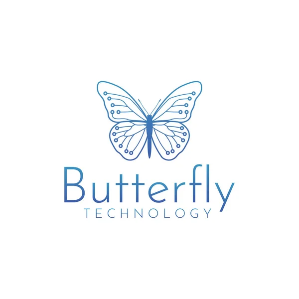 Tech Schmetterling Logo Vektor Perfekt Für Tech Computer Netzwerk Kommunikation — Stockvektor