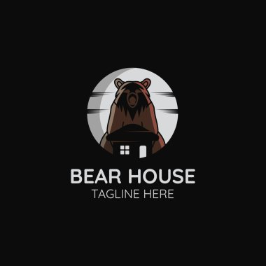 Ayı logo vektör şablonu ev ve ay ile birleştirildiğinde hayvan, inşaat, emlak ya da ayı ve binalarla ilgili her şey için mükemmel..