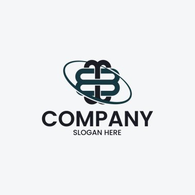 B harfinin vektör şablonu veya yörünge dönüşlü BB logosu. Teknoloji, ağ, bağlantı, iletişim vs. için uygun.