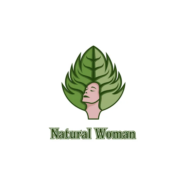 Wektor Logo Kobiety Liści Nadaje Się Branży Kosmetycznej Kosmetycznej Kosmetycznej — Wektor stockowy