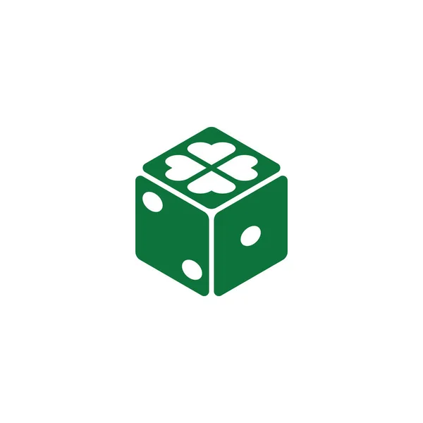 Logo Dice Dengan Daun Semanggi Logo Beruntung Untuk Permainan Kasino - Stok Vektor