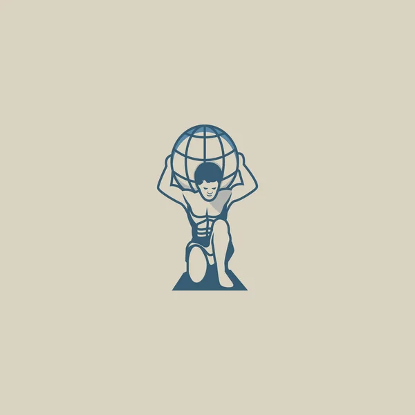 Vector Logo Vorlage Illustration Einer Person Die Einen Globus Hebt — Stockvektor