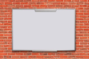 Ofis Whiteboard. Boş beyaz tahta, boş boşluk, mavi duvar dokusu