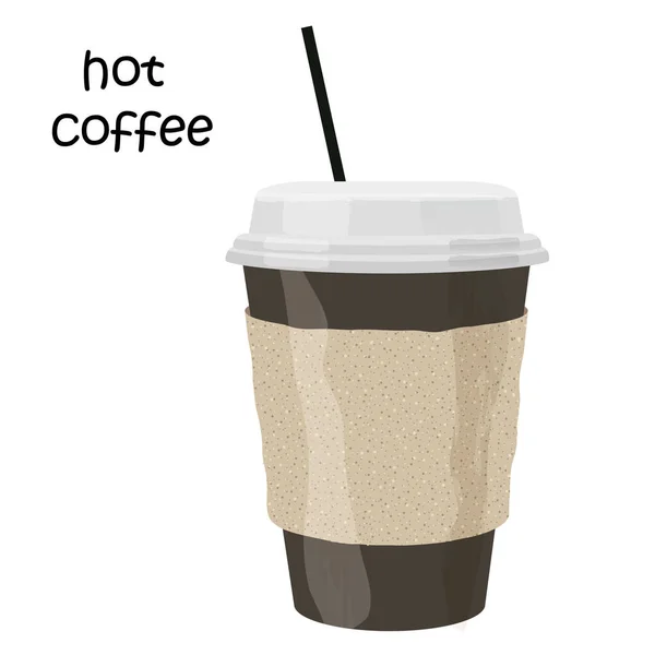与你隔离在白色背景下的咖啡被漆成水彩画 快餐店产品 热饮在一个方便的包装中 库存矢量图解 Eps — 图库矢量图片