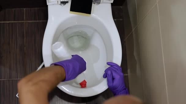 Homme Ménage Femme Ménage Comme Femme Ménage Aux Toilettes Brosser — Video