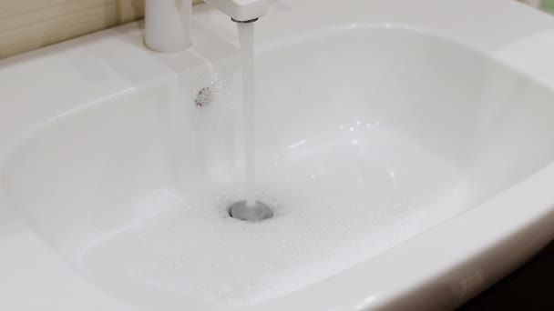 Wet Soap Hair Fall Clog Block Plug Hole White Bathtub — Stock Video